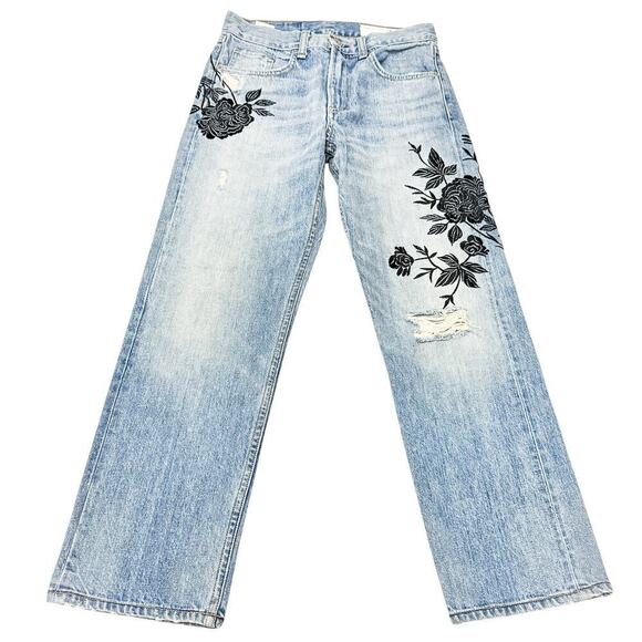 Rag & Bone Marilyn Crop Ramona Boyfriend Jeans Floral Embroidery Size 25 $229 - Picture 2 of 9